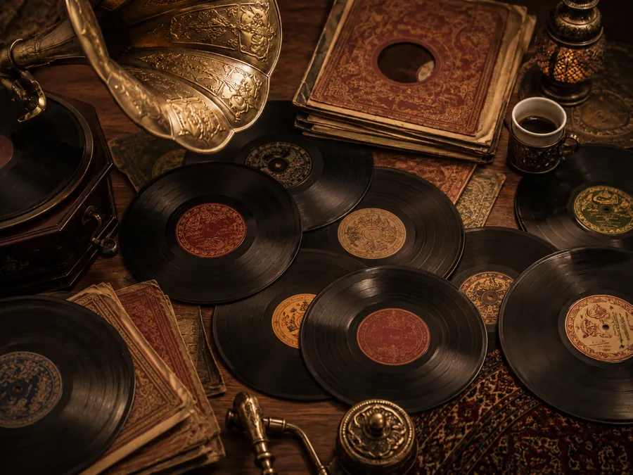 Vintage 33'lük ve 45'lik plak koleksiyonu — Türk sanat müziği ve Anadolu pop